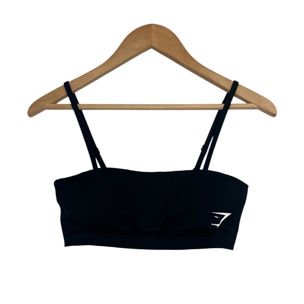 Gymshark Workout Top Womens Small Black Bandeau Sports Bra Training Gym Pilates